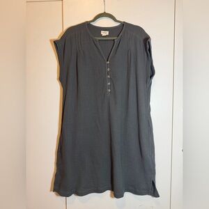 UpWest Gray Button-Front Midi Dress